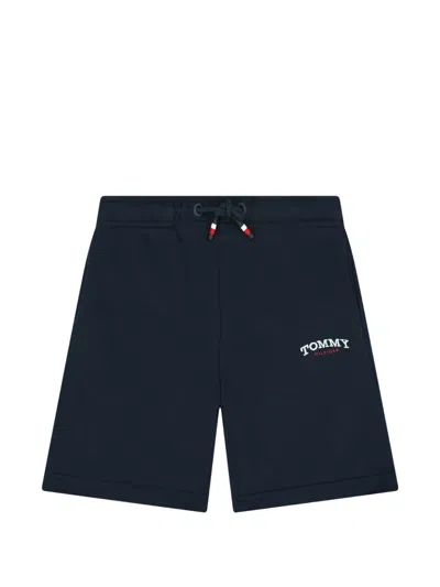 Tommy Hilfiger Junior Kids' Logo-embroidered Fleece Shorts In Blue
