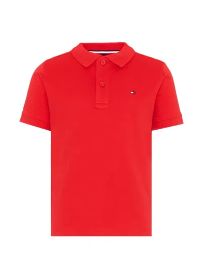 Tommy Hilfiger Junior Kids' Logo-embroidered Short-sleeve Polo Shirt In Red