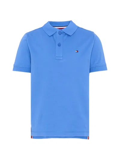 Tommy Hilfiger Junior Kids' Logo-embroidered Short-sleeve Polo Shirt In Blue