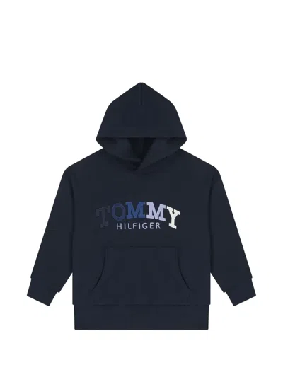 Tommy Hilfiger Junior Kids' Logo-lettering Hoodie In Blue