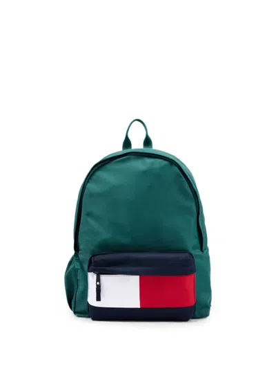 Tommy Hilfiger Junior Kids' Logo-patch Colour-block Backpack In Green