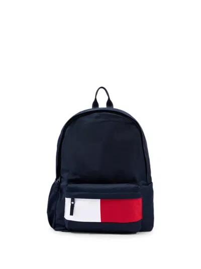 Tommy Hilfiger Junior Kids' Logo-patch Front-zip Backpack In Blue
