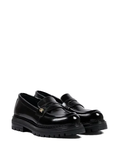 Tommy Hilfiger Junior Kids' Logo-plaque Chunky-sole Loafers In Black