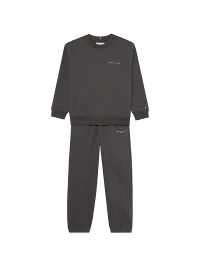 Tommy Hilfiger Junior Kids' Logo-print Cotton Tracksuit In Grey
