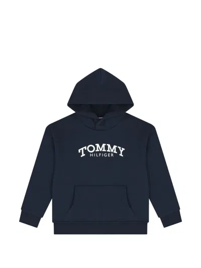 Tommy Hilfiger Junior Kids' Logo-print Hoodie In Blue