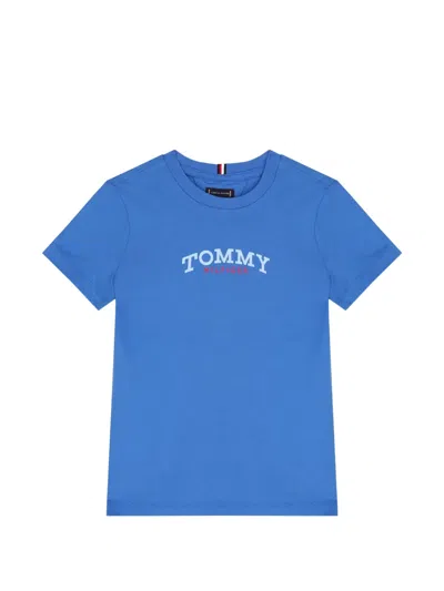 Tommy Hilfiger Junior Kids' Logo-print T-shirt In Blue