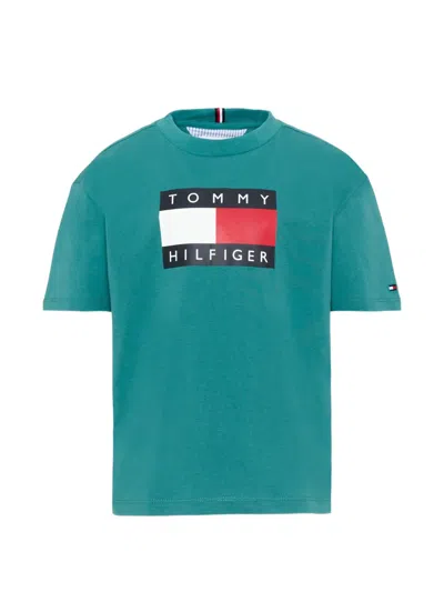 Tommy Hilfiger Junior Kids' Logo-print T-shirt In Green