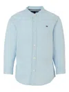 Tommy Hilfiger Junior Mandarin-collar Cotton Shirt In Blue