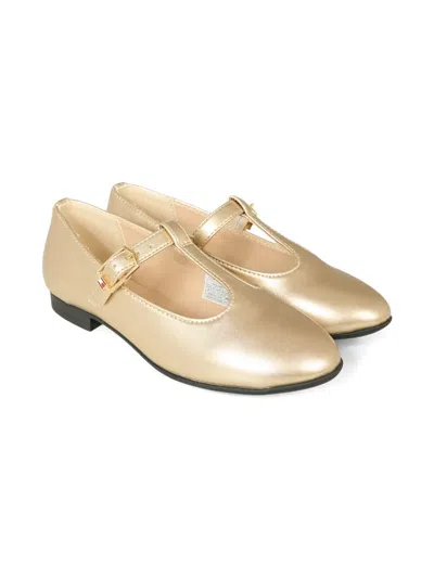 Tommy Hilfiger Junior Kids' Metallic Buckle Ballerina In Gold