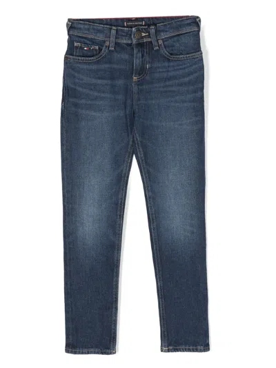 Tommy Hilfiger Junior Kids' Mid-rise Straight-leg Jeans In Blue