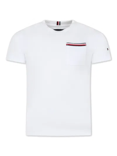 Tommy Hilfiger Junior Kids' Patch-pocket Cotton T-shirt In White