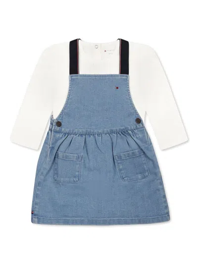 Tommy Hilfiger Junior Babies' Pinafore Denin Dress Set In Blue