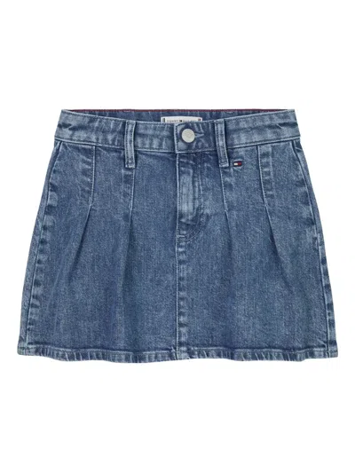 Tommy Hilfiger Junior Kids' Pintuck-detailing Denim Skirt In Blue