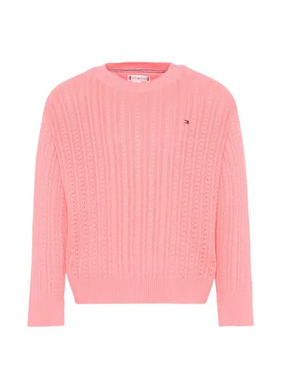 Tommy Hilfiger Junior Kids' Pointelle-knit Sweater In Pink