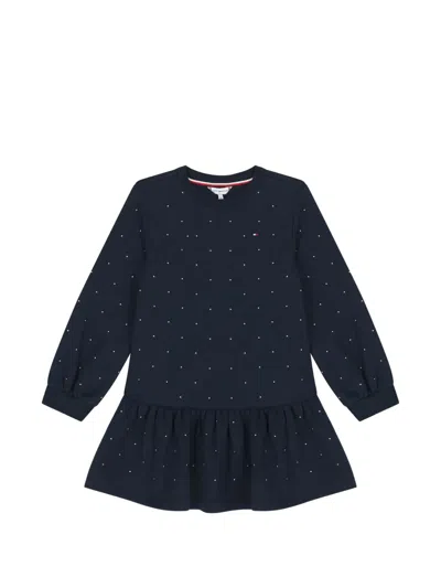 Tommy Hilfiger Junior Kids' Polka-dot Ruffled Dress In Blue