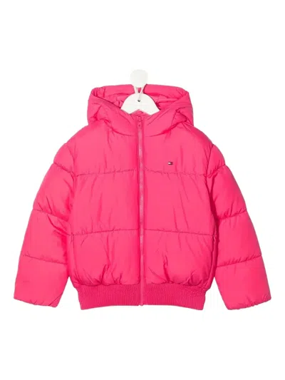 Tommy Hilfiger Junior Quilted Hooded Puffer Jacket In Red