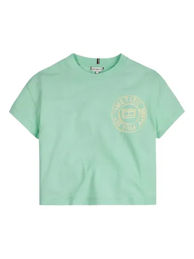 Tommy Hilfiger Junior Kids' Round-neck Graphic T-shirt In Green