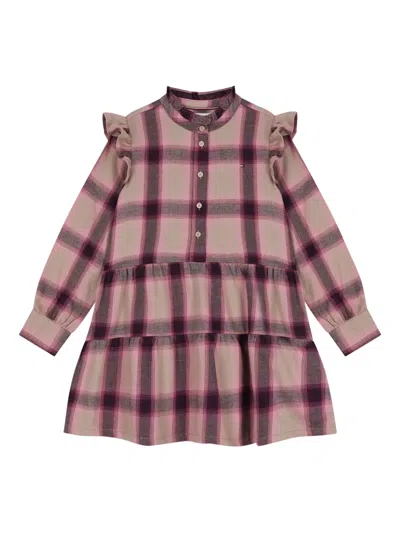 Tommy Hilfiger Junior Kids' Ruffled Checked-pattern Dress In Pink