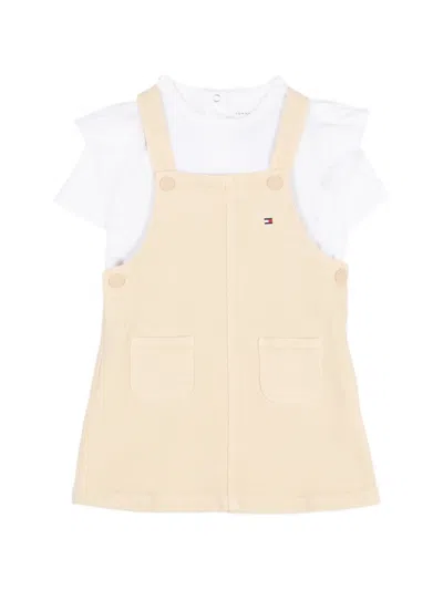 Tommy Hilfiger Junior Babies' Ruffle-trim Pinafore Overalls In Yellow