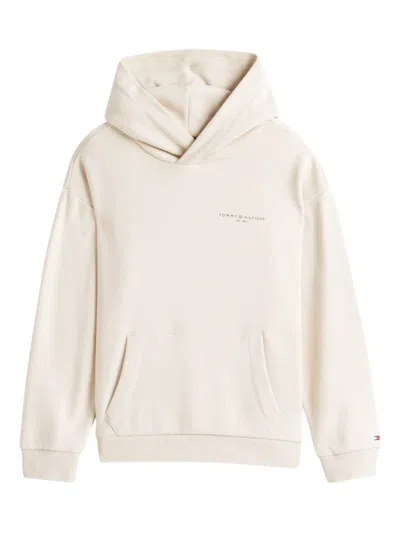 Tommy Hilfiger Junior Kids' Signature-logo Hoodie In Neutrals