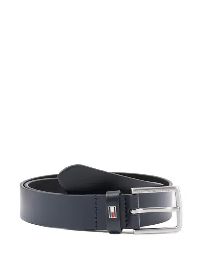 Tommy Hilfiger Junior Kids' Square-buckle Leather Belt In Blue
