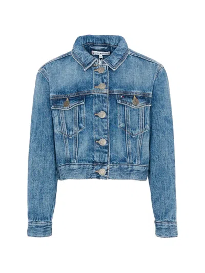 Tommy Hilfiger Junior Kids' Star-patch Denim Jacket In Blue