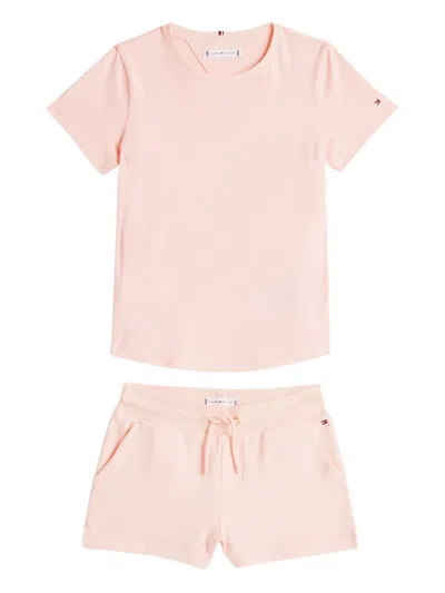 Tommy Hilfiger Junior Kids' Stretch-cotton Short Set In 粉色