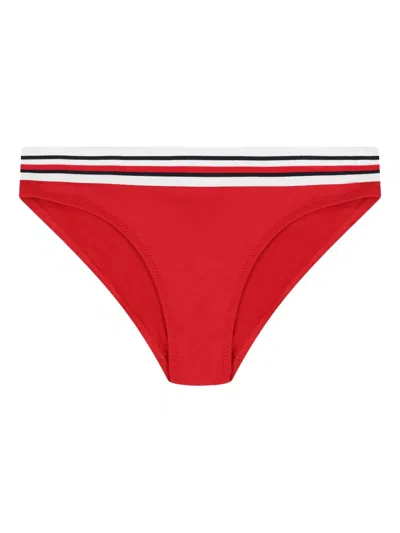 Tommy Hilfiger Junior Kids' Stripe-detail Logo-embroidered Bikini In Red