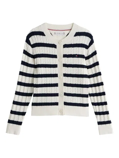 Tommy Hilfiger Junior Kids' Striped Cardigan In White