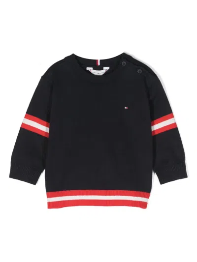 Tommy Hilfiger Junior Babies' Striped Cotton Jumper In Blue