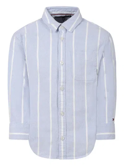 Tommy Hilfiger Junior Kids' Striped Long-sleeve Shirt In Blue