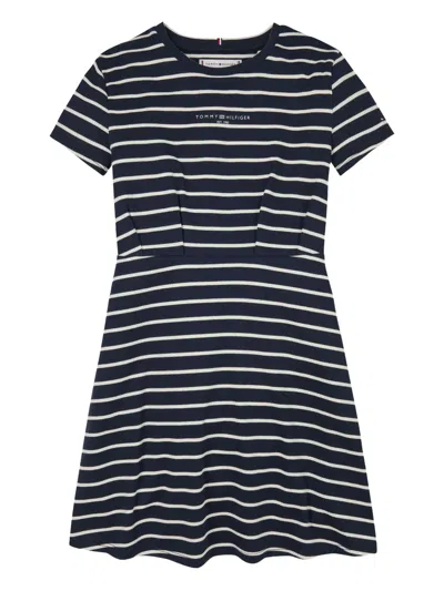 Tommy Hilfiger Junior Kids' Striped Mini Dress In Blue