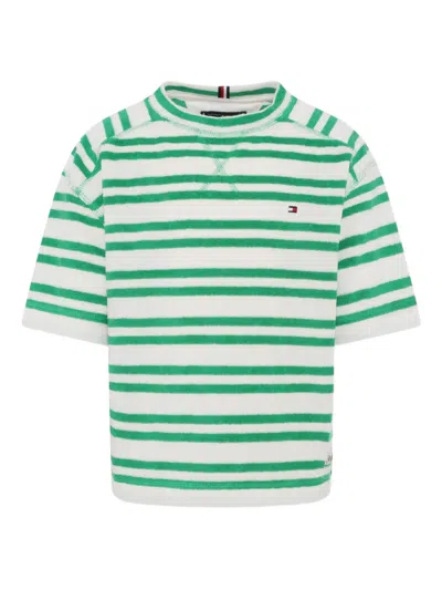 Tommy Hilfiger Junior Striped Short-sleeve Top In White