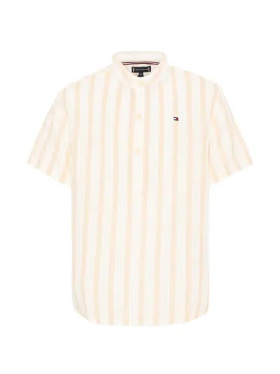 Tommy Hilfiger Junior Kids' Striped Short-sleeve Polo Shirt In Neutral