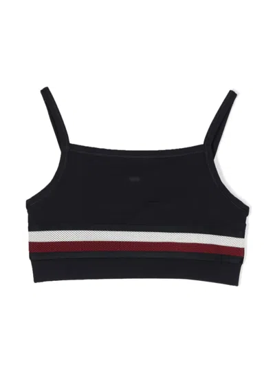 Tommy Hilfiger Junior Kids' Striped Sleeveless Crop Top In Blue