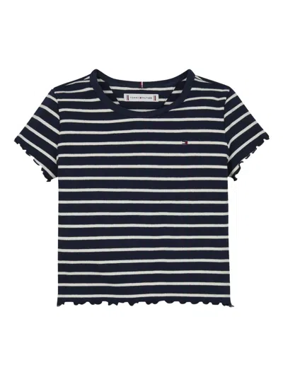 Tommy Hilfiger Junior Kids' Striped Slim T-shirt In Blue