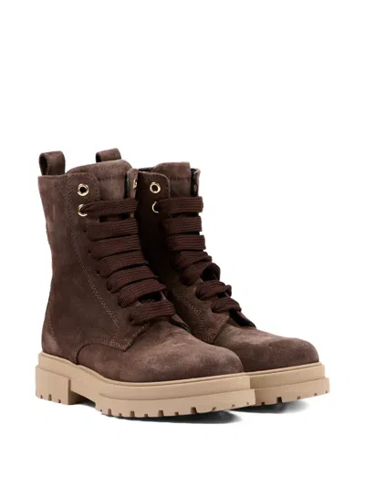 Tommy Hilfiger Junior Kids' Suede Lace-up Boots In Brown