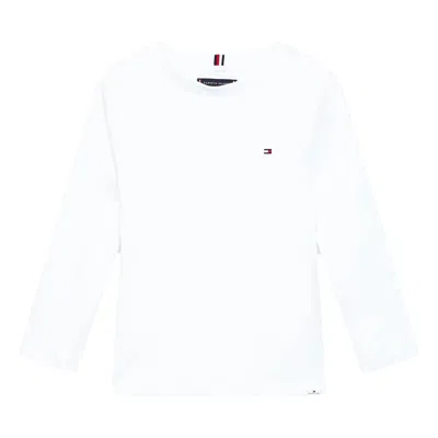 Tommy Hilfiger Junior Kids' T-shirt Con Logo Ricamato In Bianco