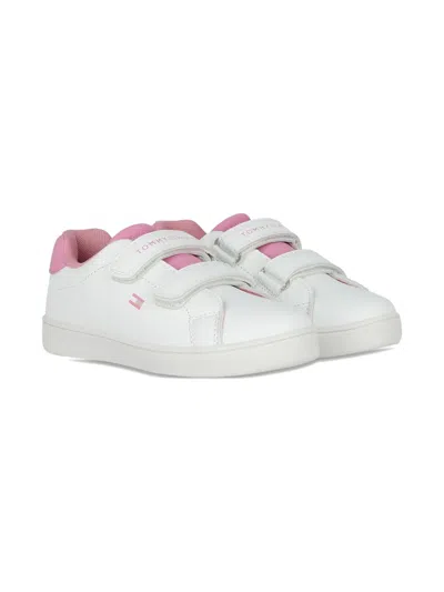 Tommy Hilfiger Junior Touch-strap Sneakers In White