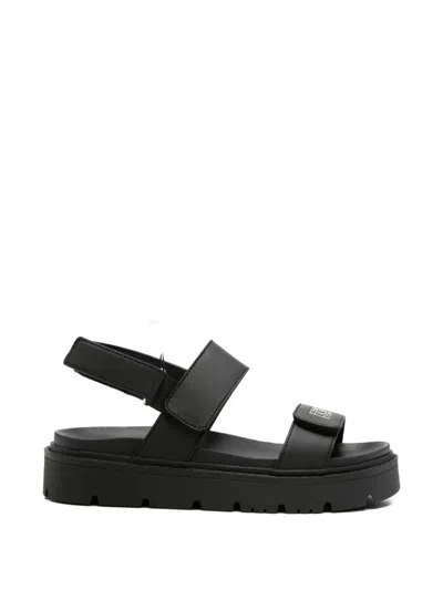 Tommy Hilfiger Junior Kids' Touch-strap Logo-plaque Sandals In Black