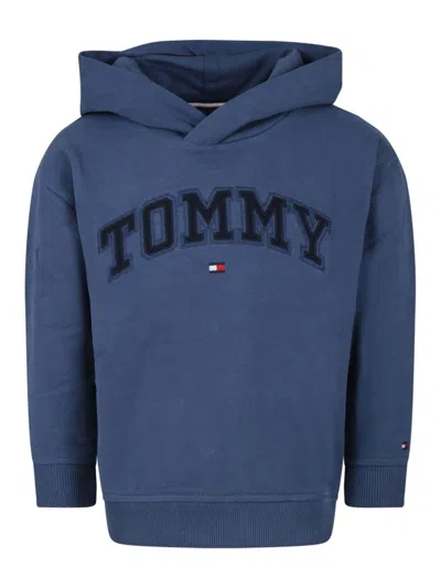 Tommy Hilfiger Junior Kids' Varsity Logo-embroidery Hoodie In Blue