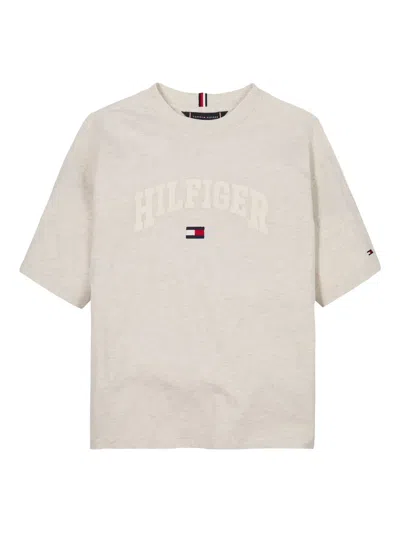 Tommy Hilfiger Junior Kids' Varsity-logo T-shirt In Neutrals