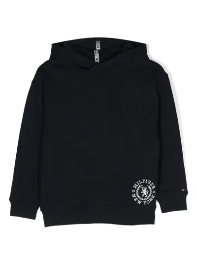 Tommy Hilfiger Junior Kids' Varsity Th Crest Cotton Hoodie In Blue