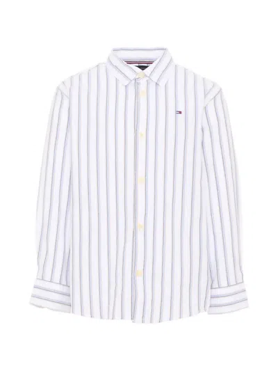 Tommy Hilfiger Junior Kids' Vertical-stripe Long-sleeve Shirt In White