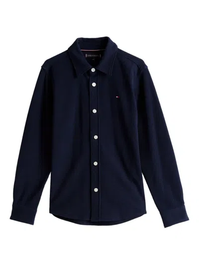 Tommy Hilfiger Junior Kids' Waffle Knik Shirt In Blue