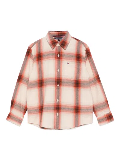 Tommy Hilfiger Junior Kids' Waffle-texture Shirt In Orange