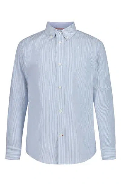 Tommy Hilfiger Kids' Bengal Stripe Stretch Oxford Button-down Shirt In Strong Blue