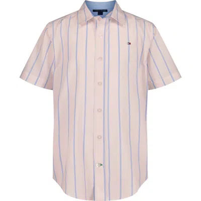 Tommy Hilfiger Kids' Candy Stripe Short Sleeve Button-up Shirt In Multi