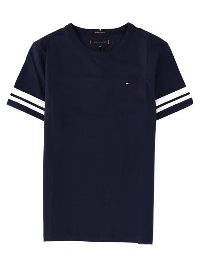 Tommy Hilfiger Kids Contrast Sleeve Detail T-shirt In Blue