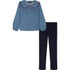 Tommy Hilfiger Kids' Denim Button-up Shirt & Leggings Set In Multi